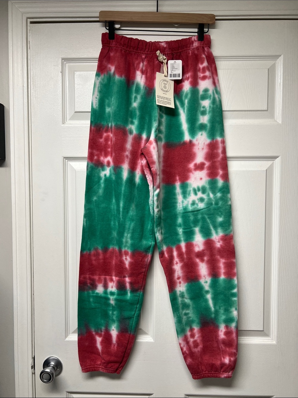 Urban Renewal Tie-Dye Red & Green Cozy Joggers